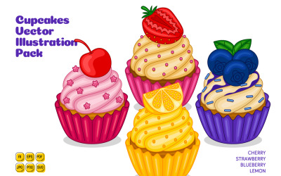 Cupcakes vektorové ilustrace Pack #01