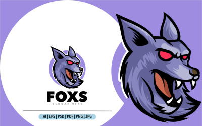 Design do logotipo do mascote irritado Fox rugido