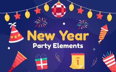 Feestvreugde - Nieuwjaar partij elementen illustratie Set