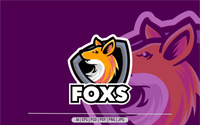 Fox amblemi spor maskot sembolü logo illüstrasyon tasarımı