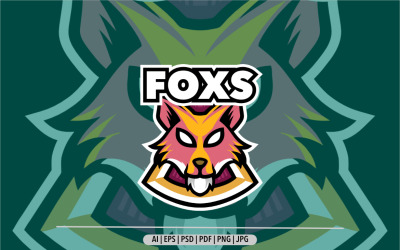 Fox mascotte sport logo ontwerpsjabloon