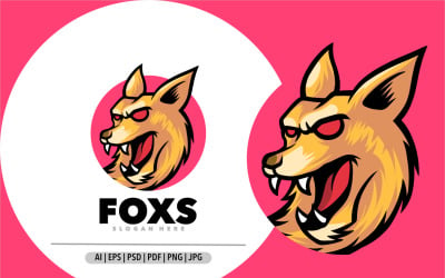 Ilustración de diseño de logotipo enojado de mascota de rugido de zorro