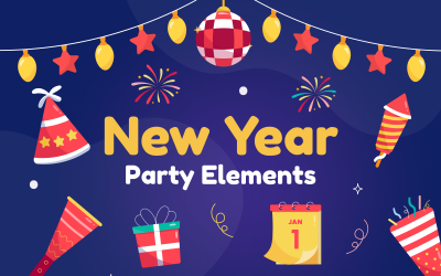 Revelry - новий рік вечірка елементи ілюстрації набору
