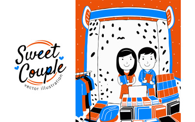 Ilustración vectorial de dulce pareja #08