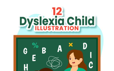 12 diszlexiás gyermekek illusztráció