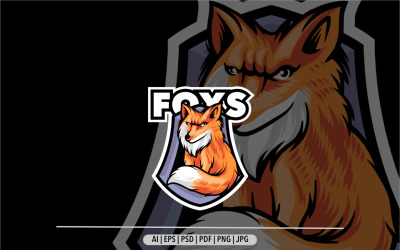Fox maskot badge emblem etikett logotyp för sport