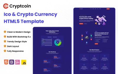 Cryptcoin - Modelo HTML de Ico e Criptomoeda