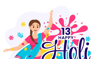 13 Happy Holi Fesztivál illusztráció