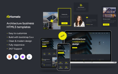 Homelo - Modello di sito Web HTML Bootstrap di architettura