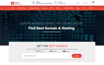 Hostone - Responsieve websitesjabloon voor domein en hosting