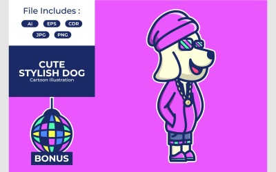 Ilustracja kreskówka szczeniak ładny pies