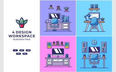Ustaw ilustrację kreskówkową obszaru roboczego