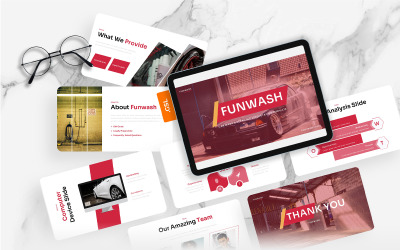 Funwash – szablon prezentacji Google dotyczący myjni samochodowych i detali