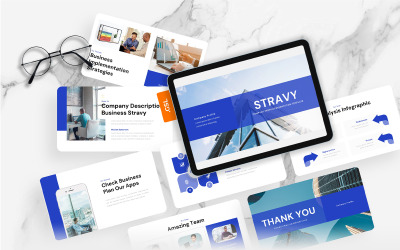 Stravy – modelo de perfil da empresa no Google Slides