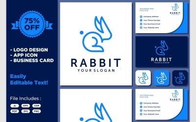 Basit Tavşan Soyut Tavşan Logosu