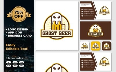 Design de logotipo retrô vintage de cerveja fantasma
