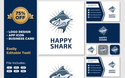 吉祥物鲨鱼鱼卡通图标标志