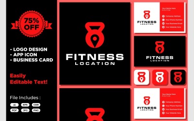 Kettlebell Pin Karte Fitness-Studio-Logo
