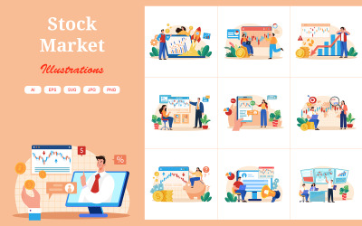 M642_Pacchetto illustrazioni del mercato azionario