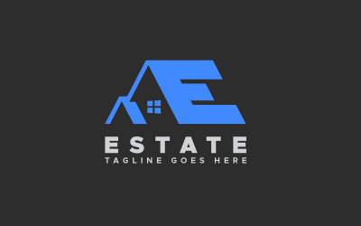 Modelo de design de logotipo de casa letra E