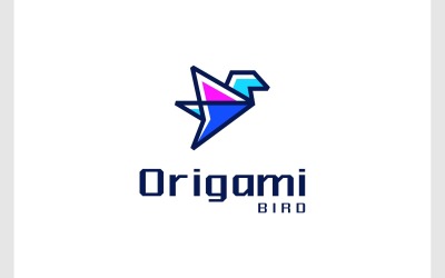 Logotipo geométrico de origami de pájaro volador