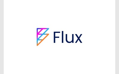 Logotipo moderno colorido geométrico de la línea F de la letra F