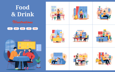 M600_Paquete de ilustraciones de alimentos y bebidas