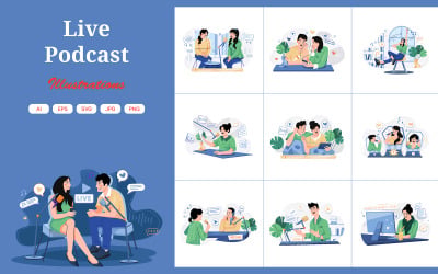 M611_Pacchetto illustrazioni podcast live