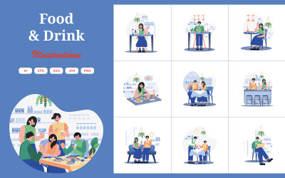 M613_Paquete de ilustraciones de alimentos y bebidas