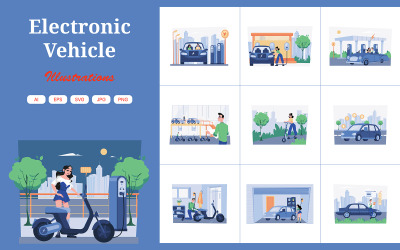 M619_Pacchetto illustrazioni di veicoli elettronici