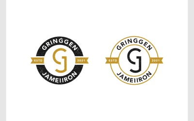 Buchstabe GJ JG Initialen Emblem Abzeichen Logo