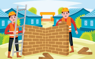 Builders Profession Vector Illustration