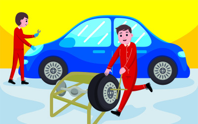 Illustration vectorielle de profession de mécanicien automobile