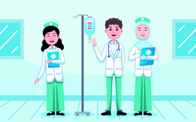 Illustrazione vettoriale di professione medico e infermiere