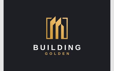 Épület lakás arany luxus logó