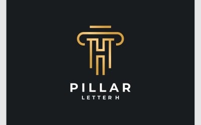 Letter H Pillar Gold Luxury Logo