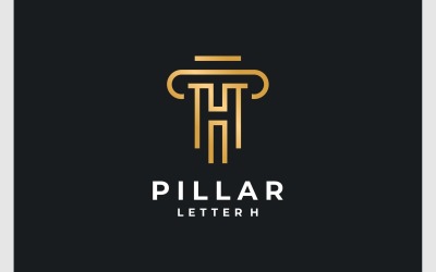 Logotipo De Lujo Letra H Pilar Oro
