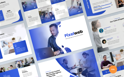 Pixelweb — szablon prezentacji prezentacji Google dla agencji zajmującej się projektowaniem stron internetowych