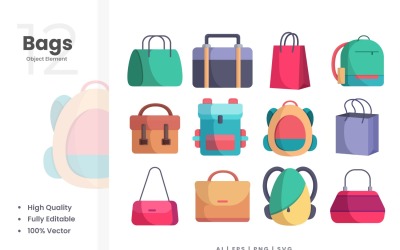 Conjunto de elementos vectoriales de 12 bolsas