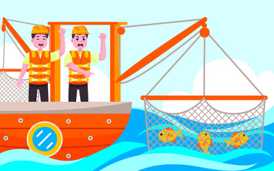 Illustration vectorielle de la profession de pêcheur