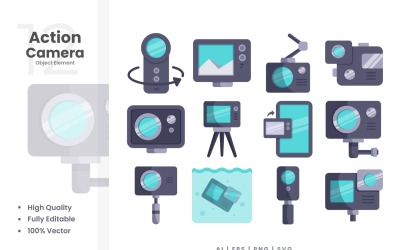 Insieme di elementi di vettore della macchina fotografica di azione