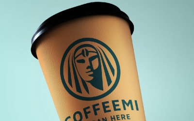 Modèle de logo de visage de femme de café