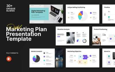 Powerpoint-sjabloon voor digitaal marketingplan