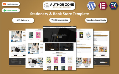 Author Zone - Briefpapier- en boekwinkel WooCommerce Elementor-sjabloon