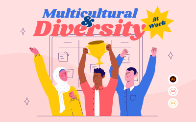Diversiy - Set di illustrazioni multiculturali e diversità sul lavoro