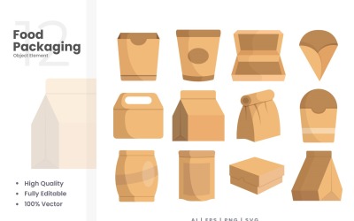 12 voedselverpakking vectorelementenset