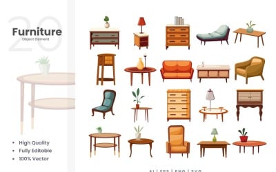 20 Furniture Vector Element Set