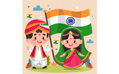Płaski Dzień Niepodległości Indii ilustracja (2)