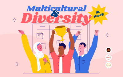 Rozmanitost - multikulturní &amp;amp; rozmanitost v práci ilustrace sada