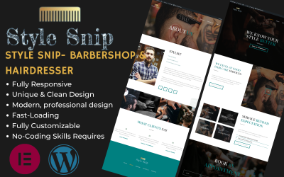 Style Snip - Barbershop &amp;amp; Frisör Elementor WordPress Theme